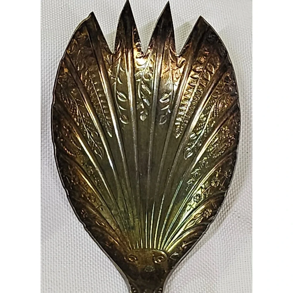 Vtg WA‎ Sheffield England EPNS Shell Salad Servers Spoon Fork Set Silver Plate